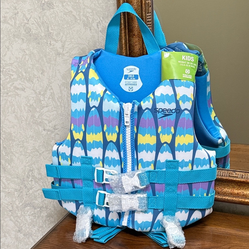 Speedo Swim Vest-Kids Blue & Purple. Child 30-50 lbs. U.S. Coast guard approved